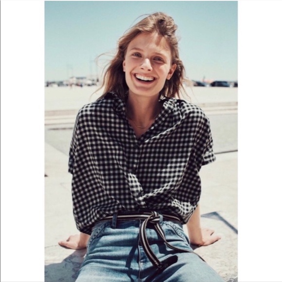 Madewell Tops - Madewell Central Shirt in gingham flannel grey S